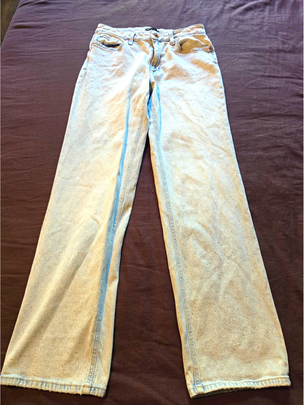 Edgely by Maurices Light Wash Rhinestone High Rise Relaxed Straight Jeans 12T